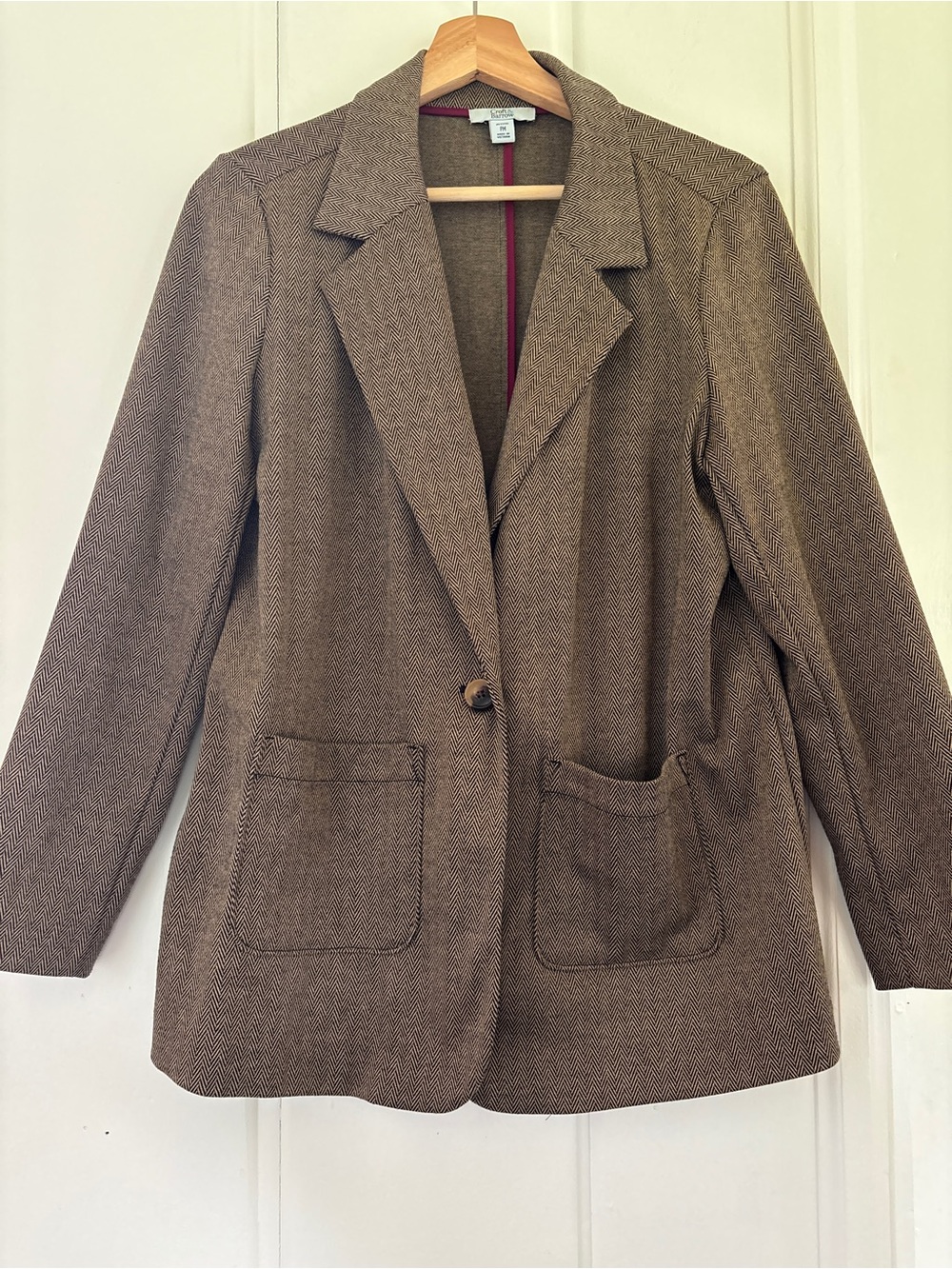 croft & barrow Brown Herringbone Single-Button Blazer Jacket